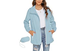 Rapbin Veste de pluie, légère, imperméable, coupe-vent, fine, pliable, pour les voyages et le vélo, pour femme