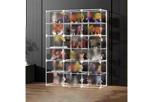 SPABOY Display Case Acrylic Display Case Glass Display Shelf Storage Cabinet For Living Room Collectibles, Rock Collection, Dustproof Storage Organizer(3 columns-122cm/48in)