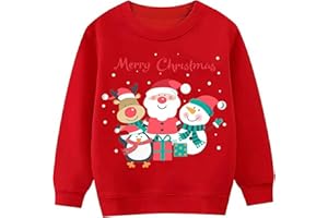 TCWWBB Kids Christmas Jumper Xmas Sweatshirt Jumpers Boys Girls Unisex Santa Claus Bear Reindeer Tops Children Long Sleeve Cotton Pullover Outfits Casual Crewneck Winter Clothes Age 1-11 Years