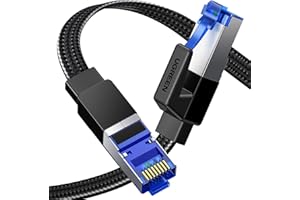 ‎UGREEN UGREEN Kabel Ethernet Cat8 Płaski Pleciony 40Gbps 2000Mhz Kompatybilny Z Ps5, Ps4, Sky Box, Smart Tv, Switch, Routerem Itp. (0,5M)