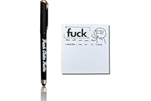 DREAKU Funny Pens Small Sticky Notes, Rude Pens and Sticky Notes Set, Novelty Notepads Office Supplies Desk Accessories, Christmas Gifts for Friends Colleagues Boss Black