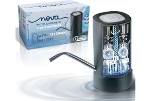 GetSetNova Automatic Electric Water Dispenser Pump for 20 Litre Bottle Portable Water Pump Dispenser for Home Office, and Outdoors | 1200 mAh C-Type Fast Charging Battery (Black)