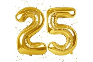 KAINSY 100cm XXL Folienballon Zahlen 25 Gold Riesige Luftballon Helium 25 Jahre Luftballon Nummer 25 Geburtstag Fliegt mit Helium Gold Zahl 25