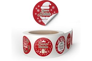 NAÏZAYA Etichette Adesive Regalo Natale – Maxi Etichetta Regali Merry Christmas - Adesivi Chiudi Pacchi Natalizie