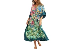 Bsubseach Caftan Femme Robe Plage Grande Taille Longue Kaftan D'été Boubou Djellaba Tunique Cache Maillot