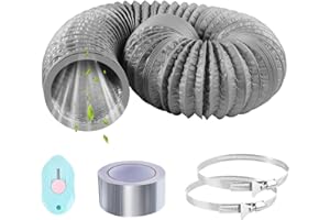 ComPDCVD 100mm Grigio Tubo di Scarico 3 m Condotti Tubo di Ventilazione Flessibile in Alluminio PVC con 2 Fascette Stringitubo in Acciaio per Aria Condizionata, Asciugatrice, Cappa Aspirante