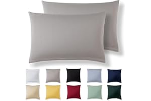 Alreya Kissenbezug 50 x 80 cm (2er Set) - Hellgrau - 100% Jersey Baumwolle - Kissenhülle für Kissen 50x80 cm, Jersey Kopfkissenbezüge, Superweicher Kissenbezüge 50x80 mit Reißverschluss