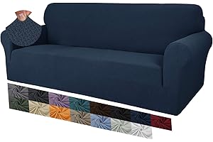MAXIJIN Fundas de sofá extragrandes de Jacquard Creativas para 3 o 4 plazas, Funda de sofá Antideslizante súper elástica para Perros, Que admite Mascotas (4 Plaza, Azul Marino)