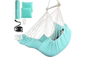‎CHIHEE Chihee Hängesessel Hängende Schaukel 2 Kissen Enthalten,Langlebige Spreizstange Hängesessel aus Baumwollgewebe Seitentasche Großes Quastenstuhl-Set Fußstützenstütze Unterschenkel Fuß Komfortabel
