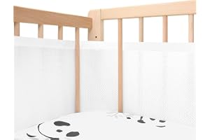 Coclux Baby Cot Bumper,Baby Boys Girls Nursery Breathable Crib Bed Liner Bumper Set,Airflow Safe 3D Mesh Crib Liner. (White)