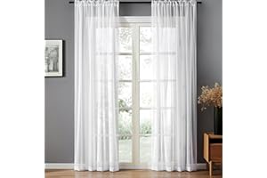 Helweet Tende Trasparenti, Tende Voile, Voile Semi Trasparenti, Adatto Per Camera Da Letto, Soggiorno, Sala Da Pranzo, Balcone, Camera Da Studio, Decorazione Interni Per Ufficio,140x230cm, 1 Coppia