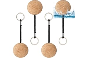 HOLEMZ Bola de Madera Llavero de Agua Boyante 53mm Llavero Flotador Nautica Salvavidas Navegación para Accesorios de Deportes Acuáticos Barco Kayak Canoa 4 Piezas