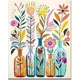 Modojuny Malen Nach Zahlen Kit 30x40cm Blumen - Acrylfarben Set Für Erwachsene & Kinder Ab 9