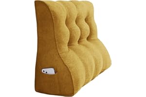 ‎JOHNEAR Johnear Rückenkissen Lendenkissen für Sofa Bett Rückenlehne Lesekissen ，Großes Bücherkissen Hohe Kopfteil zweireihig Keilkissen Wandkissen Beinkissen (Gelb，200 x 26 x 55cm)