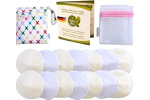 Baby Bliss Bamboo Nursing Pads, Washable (Pack of 14), Waterproof, Hypoallergenic, Antibacterial 12cm white/beige