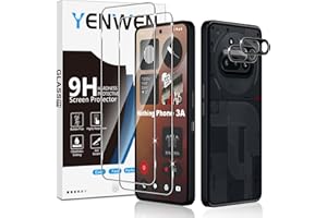 Yenwen Protector de Pantalla para Nothing Phone 3a, 2 Piezas Cristal Templado con 2 Piezas Protector de Lente de Cámara, 9H Dureza Ultra Resistente Vidrio Templado