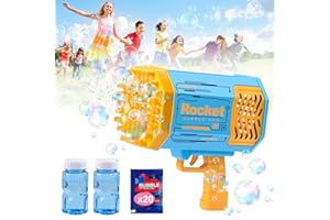 Pistolet a Bulle, 69 Trous Pistolet à Bulle Bazooka Machine à Bulles Intérieur et Extérieur Jouets pour Enfants 5 6 7 8 9 10 + Anniversaire Adulte Fête de Mariage Cadeau