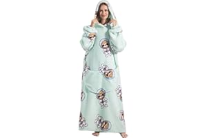 JOREAY Bardzo długi koc oversize z kapturem, dla dorosłych kobiet, przytulny, polarowy koc, puszysta, ogromna bluza z kapturem dla nastolatków