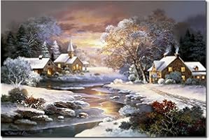 Fuumuui Dipingi con i Numeri Adulti e Bambini Principianti Include Pennelli e Colori Acrilici 40 x 50 cm - Paesaggio, Città d'inverno