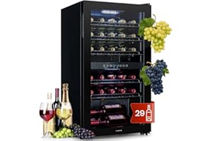 KLARSTEIN Cave a Vin, Caves à Vin de Conservation de 80L, Porte en Verre, Cave a Vins à Double Zone, Bar Int/Ext, Frigo Vin, Armoire a Vin, Cave a Vin de Vieillissement, Cave à Vin 29 Bouteilles