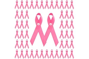 CRAFFANCY Octobre Rose 100 Perles pin Ruban de Satin Rose, Broche de Ruban de Propagande de Cancer du Sein Badge Ruban Rose Rose avec épingle de sécurité pour la décoration