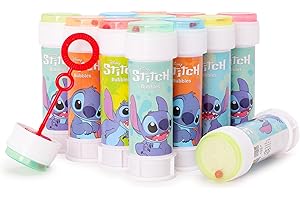 Toyland® Pack of 12 Stitch Bubbles With Wands, 60ml Solution & Novelty Maze Lid - Pocket Money & Party Bag Toys