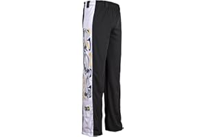JL Sport Pantalon Authentique Brésilien Capoeira Arts Martiaux Garçon (Noir avec Berimbau Imprimer Le Long du Dos)