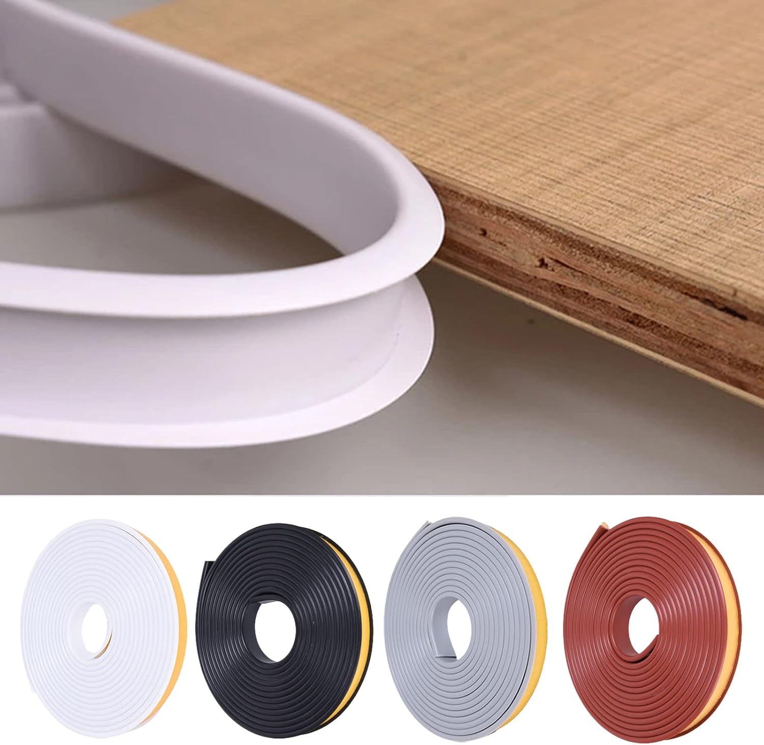 Cinta autoadhesiva para muebles, 5 metros de cinta para bordes de muebles, TPE flexible, protección de bordes plegable, para bordes de armario, listones,encimeras (negro, 25 mm x 5 m)