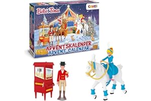 ‎CRAZE CRAZE Spielzeug Adventskalender Bibi & Tina Weihnachtszirkus, Adventskalender Kinder mit 24 tollen Pferdespielzeugen, komplettes Spielset