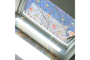 SINEKONG Obrazy na okno, pryzmat, motyw wiosny, ptaków, łapacz słońca, ochrona przed ptakami, naklejka zapobiegająca uderzeniom, tęcza, szkła, folia okienna