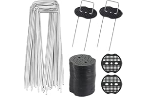 DKINY 40pcs Piquets de Jardin en U avec 40 Rondelles Sardine Fixation Toile Paillage Piquets en Métal pour Jardinage Fixer Bâche Anti-Mauvaises Herbes (15x4cm / φ2.1mm)