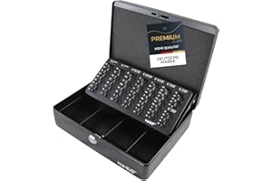 ‎HMF HMF 10015-02 Geldkassette abschließbar mit Münzzählbrett | 30 x 24 x 9 cm | Schwarz