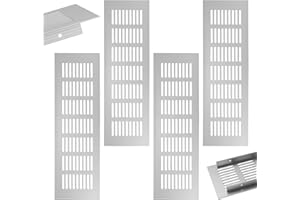 EXIN DEHCEN 4 Pièces Grille D'aération rectangulaire, Grille de Ventilation 300x80 mm, Grille D’aération en Aluminium à Encastrer, Grille Aeration Grande Taille, pour Armoires, Meubles à Chaussures, Penderies