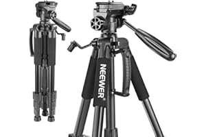 Neewer 142 centimètres Trépied Aluminium Portable Noir avec Tête Pivotante 3 Directions et Sac pour DSLR, DV Vidéo Caméscope, Charge Admissible de 4 kilogrammes (SAB234)