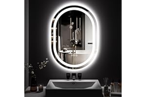 ChillCruiser 600x800mm Oval LED Bathroom Mirror, Wall Mounted, Stepless Dimmable, 3 Color Temperatures, Anti-Fog, Horizontal/Vertical Installation