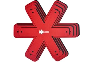 Shopos Pfannenschoner 8 Stück Verschiedene Größen Pfannenschutz | Filz hitzebeständige Topfuntersetzer Stapelschutz für Pfannen und Töpfe | 2x30cm, 2x35cm, 2x38cm 2x40cm 4X schwarz 4X rot