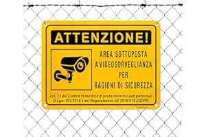 GOODVIA Cartello Area Videosorvegliata Alluminio 15x20cm Cartello Telecamere per Casa e Negozio e Ufficio Protezione UV Gialla Riflettente e Accattivante
