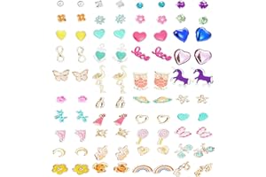 ETERSPR 40 Pares Aretes de Animales, Pendientes para Niñas, Aretes de Colores, Corazón, Unicornio, Búho, para Decorar Aretes, Use Accesorios a Juego