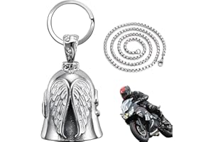 ELFINFI Campana Guardian Moto, Ángel Accesorios Moto, Llavero Moto con Llavero y Cadena, Campana Moto Amuleto, Campana Guardian Moto para Bicicletas, Coches, Motocicletas, Vehículos Eléctricos