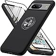 AOUIA for Google Pixel 8 Case, Pixel 8 Case with 1 Pack Tempered Screen Protector, Military Grade Drop Protection, 360° Magnetic Rotating Stand, Shockproof TPU + PC Phone Case for Pixel 8 (BlACK)