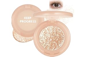 RUBYTINT Eyeshadow Glitter – Champagne Gold & Pearlescent Highlighter – Shimmer Single Eyeshadow & Face Highlighter Talc-Free Vegan Pressed Powder Long-Lasting Waterproof Festival Makeup（06）