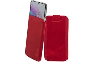 Suncase ECHT Ledertasche Leder Etui kompatibel mit Samsung Galaxy S25 Ultra 5G (passend nur mit dickere Bumper/Silikon Case : innen Maße - 170 x 82 x 15 mm) in antik rot
