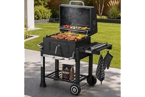 Strattore BBQ-grill, XL, träkolsgrill, utomhus, justerbar grill, bärbar, vagn, trädgårdsgrill gjord av järn