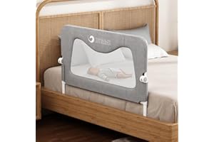 Jinrobabes Bed Rails for Toddlers, Adjustable Heights & Foldable Bed Guard for Single Bed, Swing Down Extra Long Bed Bumper Bedrail with Seamless Press for Full Size Beds(90cm)