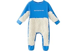 Qixiu Bébé Manches Longues Serpillère Tenue Bébé Vêtements Nettoyage Serpillère Combinaison Enfants pour Crawling Garçon Fille 0-24 mois, multicolore
