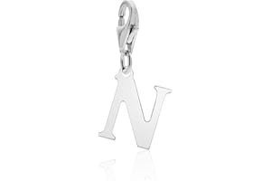 AKA Gioielli® - Charm Lettre de l'Alphabet Argent 925 Rhodié, Pendentif Lettre Initiale