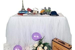 MYMM 3ft / 91cm Weiß Tischrock, romantische Tüll Schreibtisch Gaze, Tischdekoration, Schneeflocke Wonderland Tutu Tischdecke, für Babyparty,Hochzeit,Geburtstag,Party,Bar,Valentinstag Weihnachten