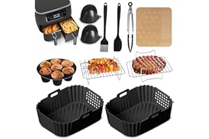 CENOVE Accessoires Air Fryer pour Ninja Foodi Flex 7.6L-9.5L AF400EU/AF300EU, 15 Pièces Silicone Accessoires Dual Air Fryer pour Friteuse, Accessoires Airfryer sans BPA