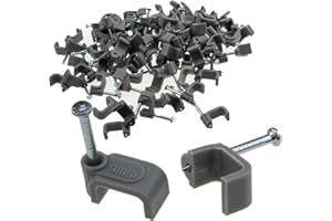 ENTIE FLAT Grey 9mm Cable Clips for 1.5mm2 Twin & Earth Cables [100 Pack] [9mm (1.5mm2 T&E)]