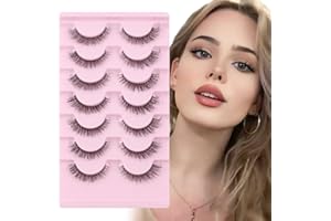 Glowing Win Pestañas Postizas Naturales Cat Eye Lashes 7 Pares 3D Wispy Pestañas Ojo De Gato esponjosas Reutilizables False Lashes Fluffy Faux Mink Eyelashes